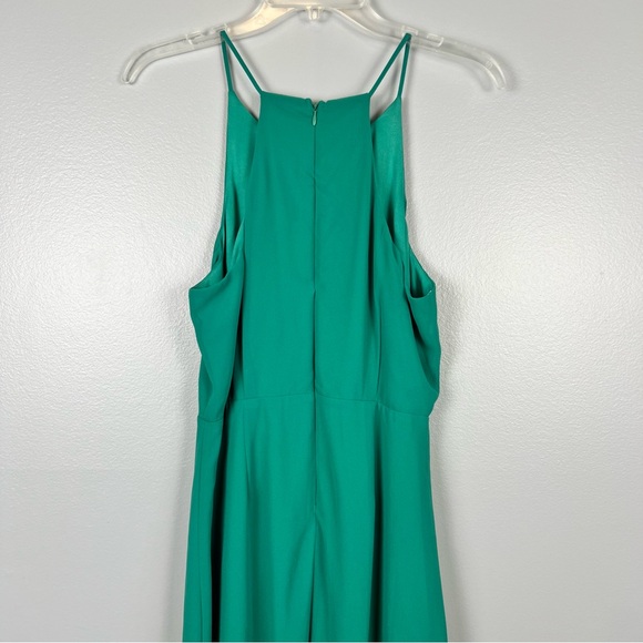 Lulus Teal Skater Dress Size Medium Best Wishes Halter Neck Tulip Skirt Overlay - Picture 12 of 13